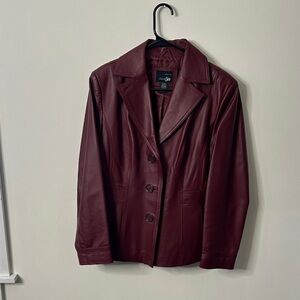 Red Genuine Leather Blazer